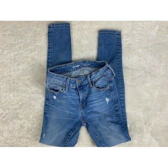Old Navy Rockstar Size 0 Reg Womens Jeans Mid Rise Stretch Rip Torn Dist… - Picture 2 of 5